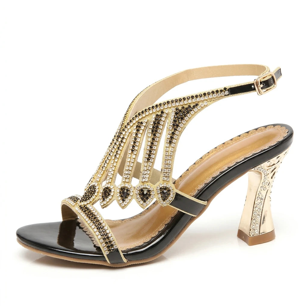 sandale plate noir et doré - Variation 1