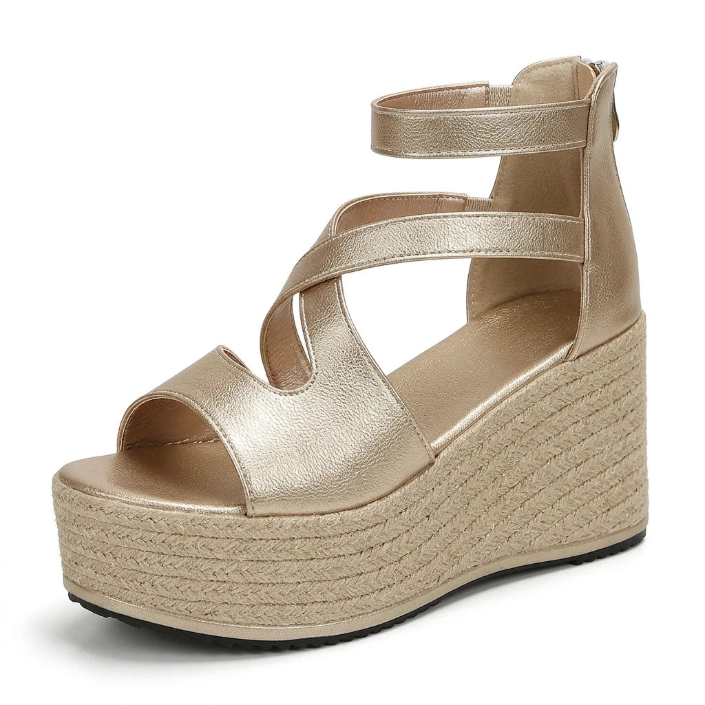 sandales compensées dorées mariage - Variation 2