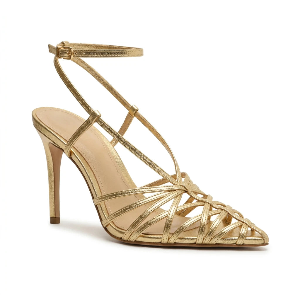 sandale a talon dore tresse - Variation 2