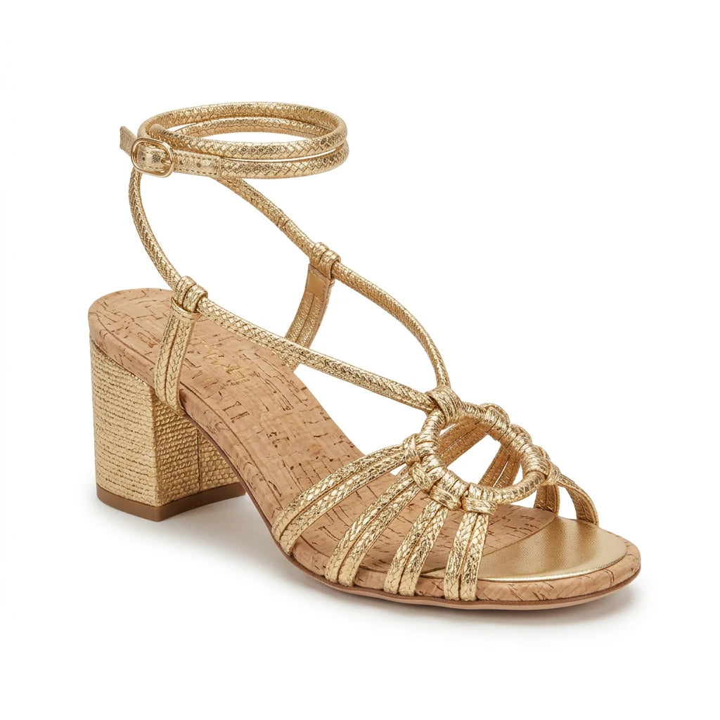 sandale dorée en cuir à brides tressées - Variation 2