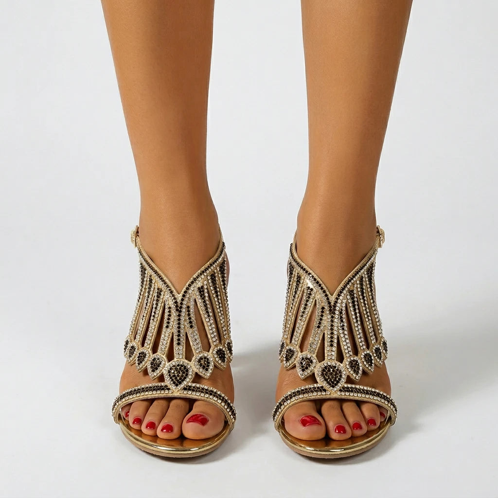 sandale plate noir et doré - Variation 3