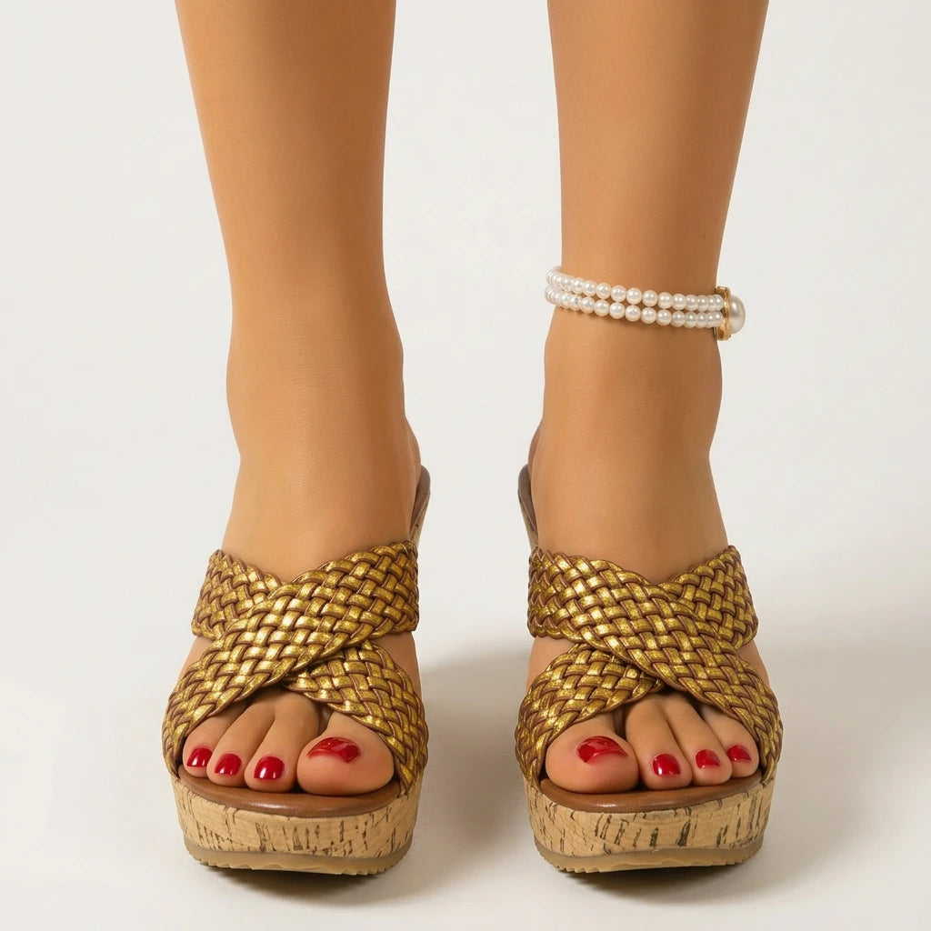 sandales talons plateforme doré - Variation 3