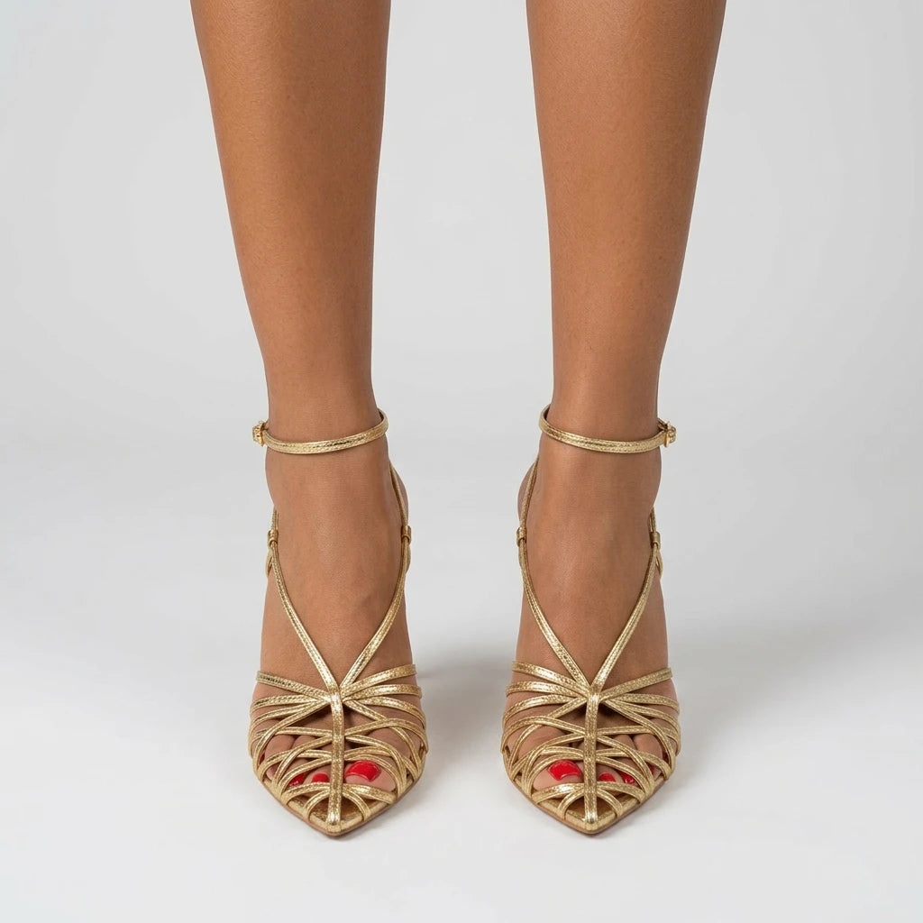 sandale a talon dore tresse - Variation 3